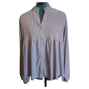 Mittoshop Pintuck Button-Front Blouse | Size L